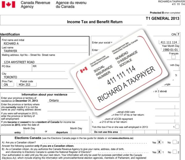 Canada Tax T1 return for 2013