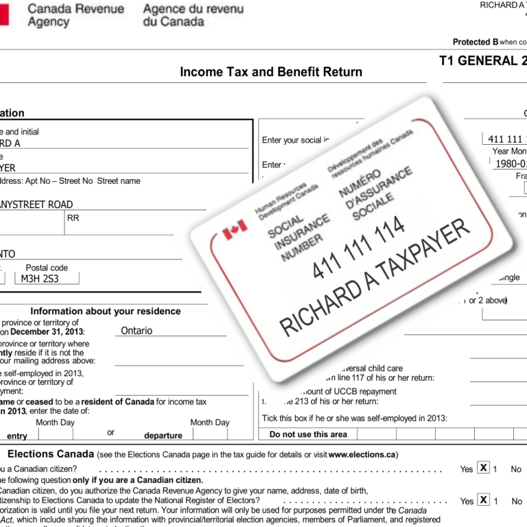 Canada Tax T1 return for 2013