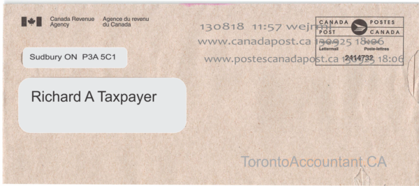 CRA Letter Arbitrary Assessment from Canada Revenue Agency
