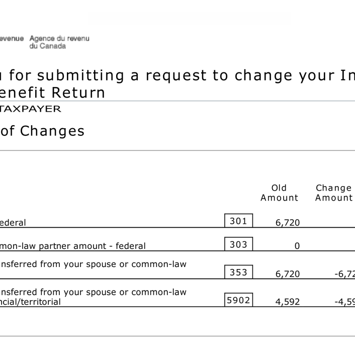 T1 Adjustment correcting a Tax Return